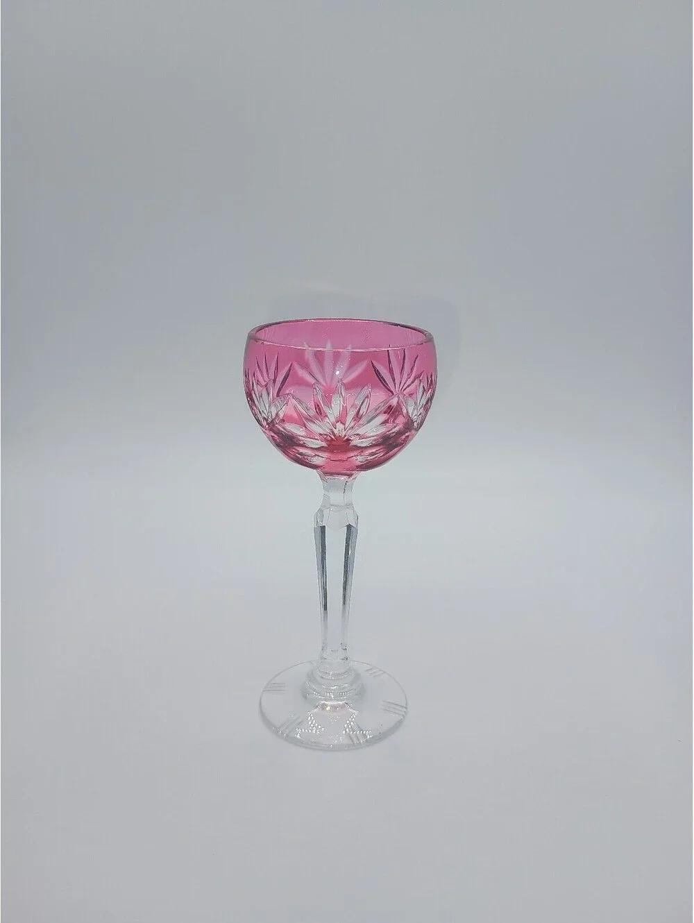 Cut to Clear Cranberry Cordial Annahutte Glasses  Bavarian 4-1/2